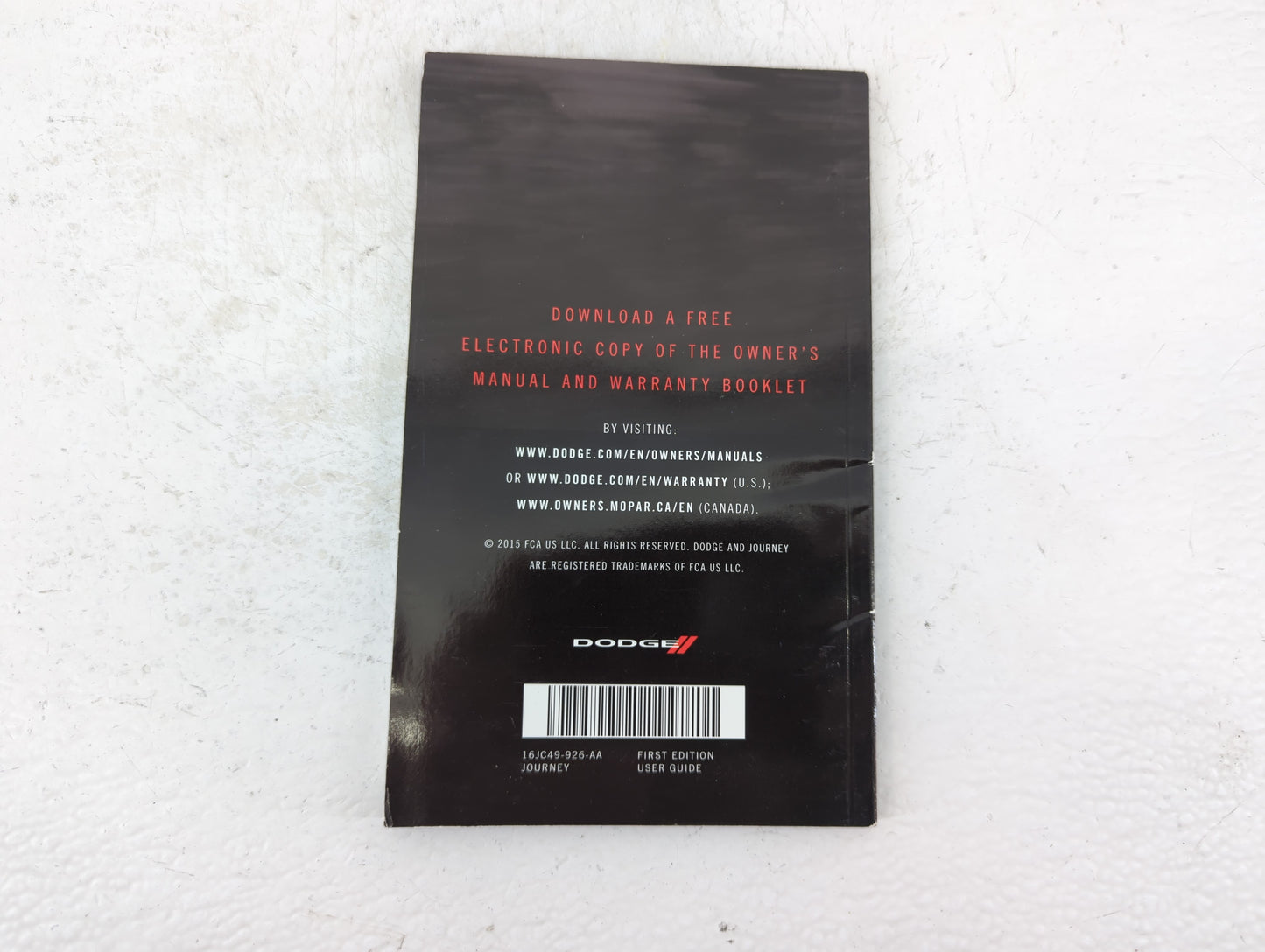 2016 Dodge Journey Owners Manual Book Guide P/N:16JC49-926-AA OEM Used Auto Parts - Oemusedautoparts1.com