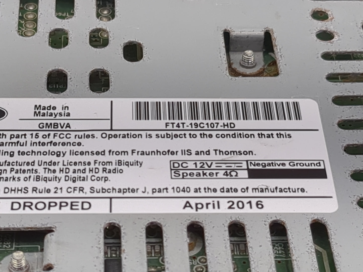 2015-2018 Ford Edge Radio AM FM Cd Player Receiver Replacement P/N:FT4T-19C107-HD GMBVA Fits Fits 2015 2016 2017 2018 OEM Us