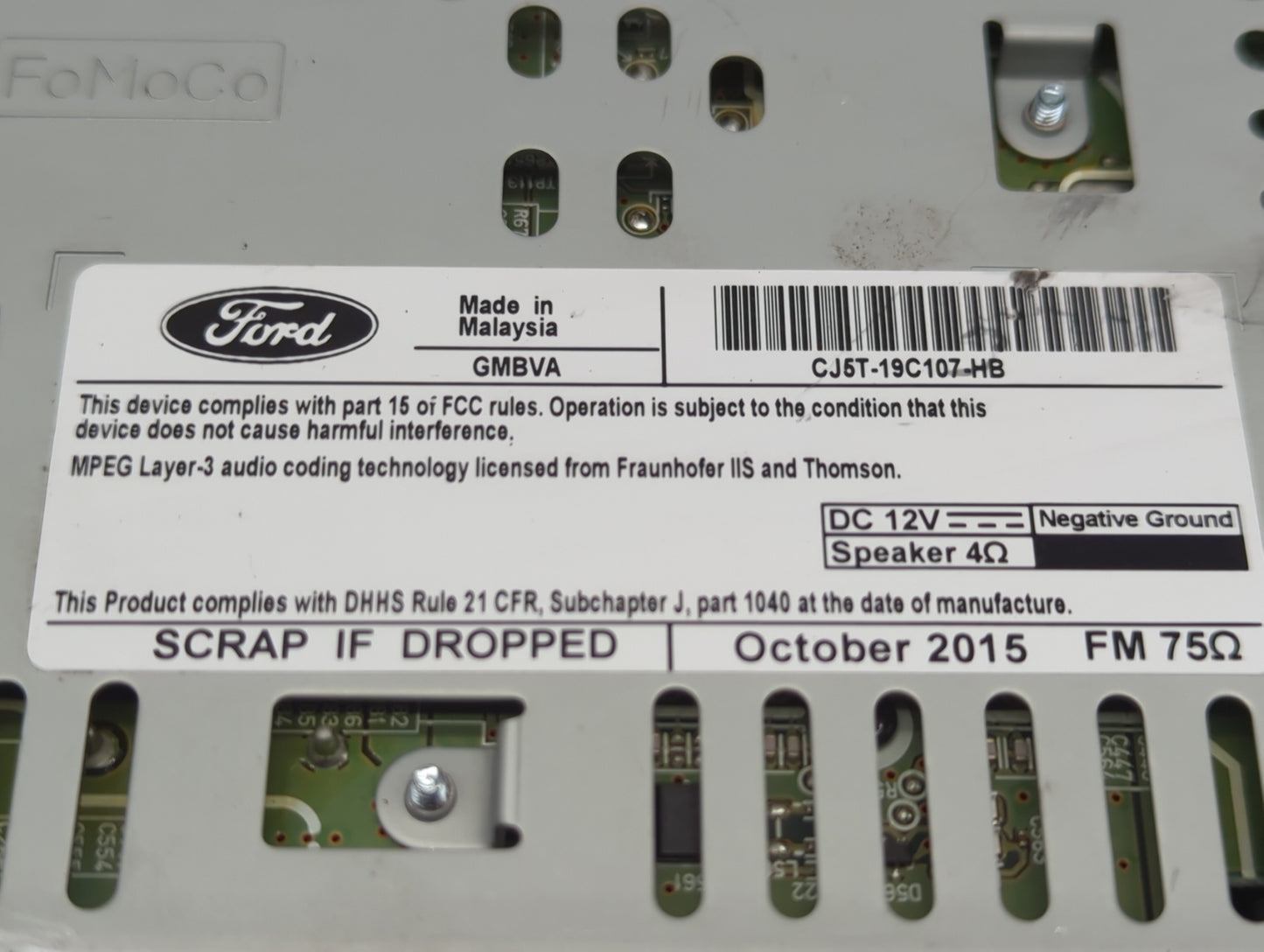 2015-2019 Ford Escape Radio AM FM Cd Player Receiver Replacement P/N:CJ5T-19C107-HB Fits Fits 2015 2016 2017 2018 2019 OEM U