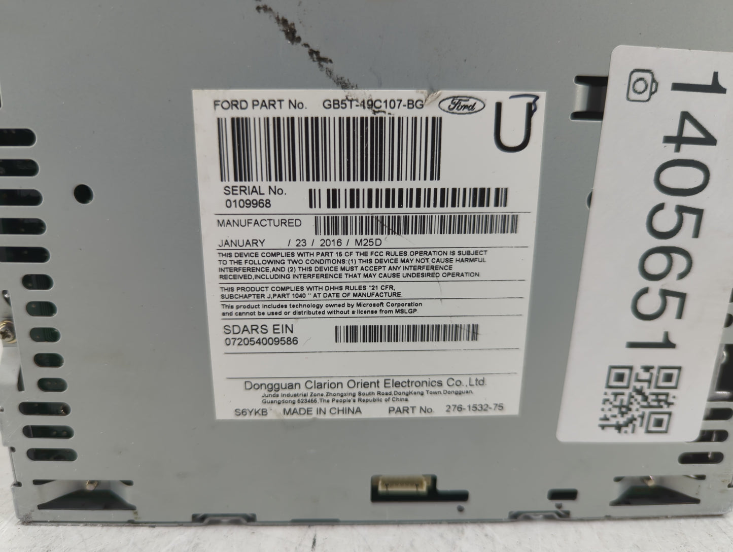 2016-2017 Ford Explorer Radio AM FM Cd Player Receiver Replacement P/N:GB5T-19C107-BG Fits Fits 2016 2017 OEM Used Auto Part