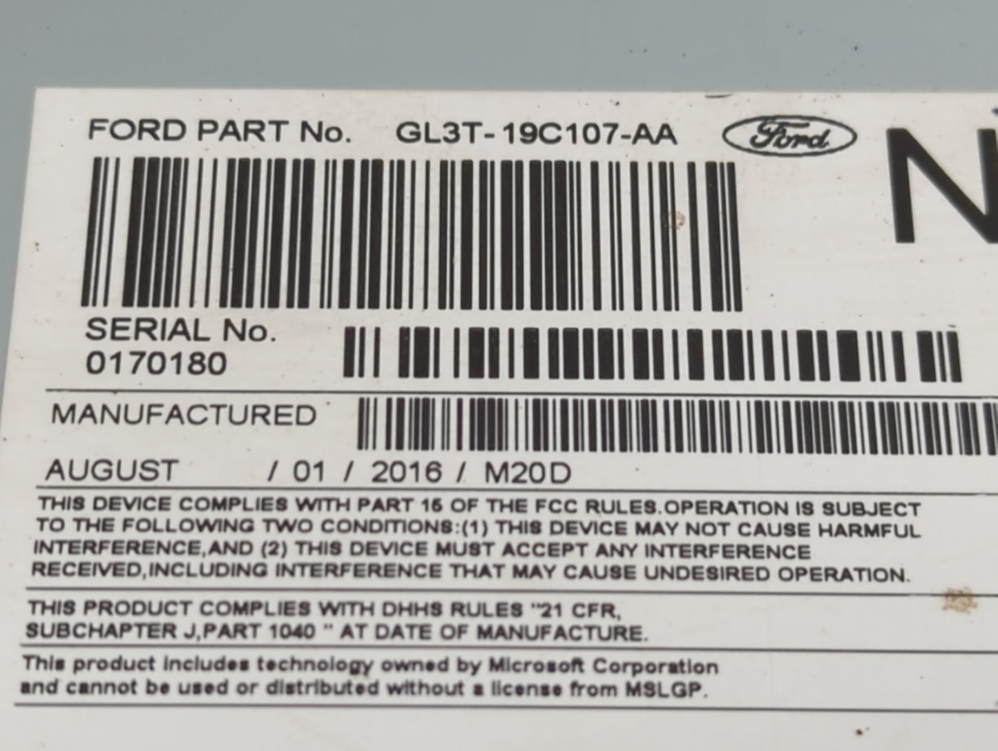 2016 Ford F-150 Radio AM FM Cd Player Receiver Replacement P/N:GL3T-19C107-AA Fits OEM Used Auto Parts - Oemusedautoparts1.c