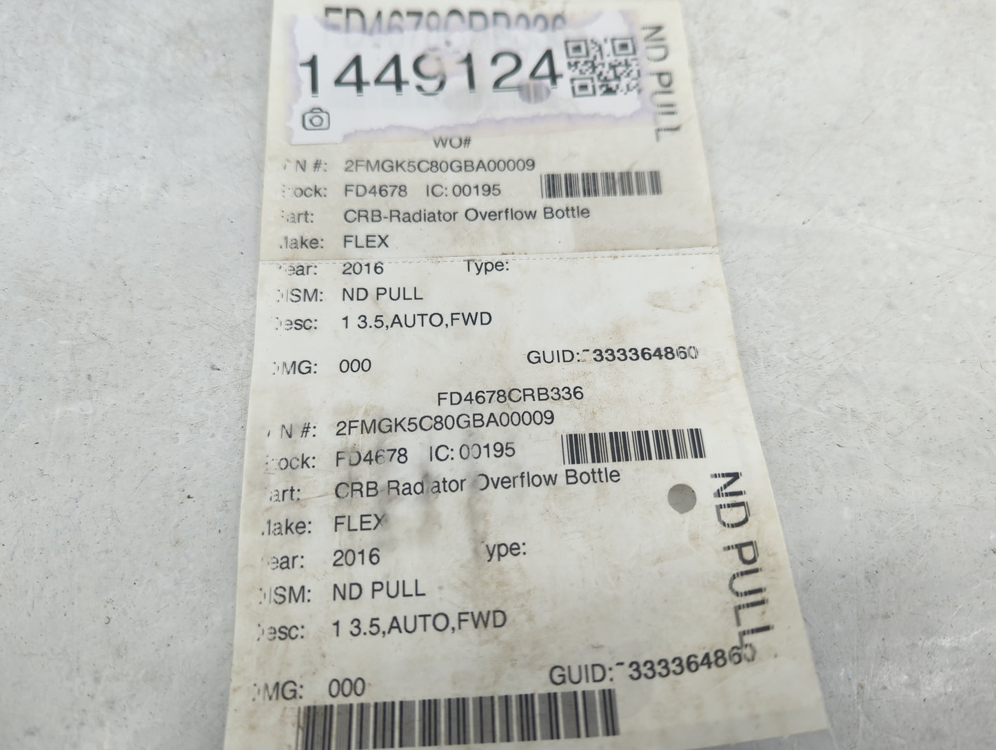 2009-2019 Ford Flex Radiator Coolant Overflow Expansion Tank Bottle - Oemusedautoparts1.com