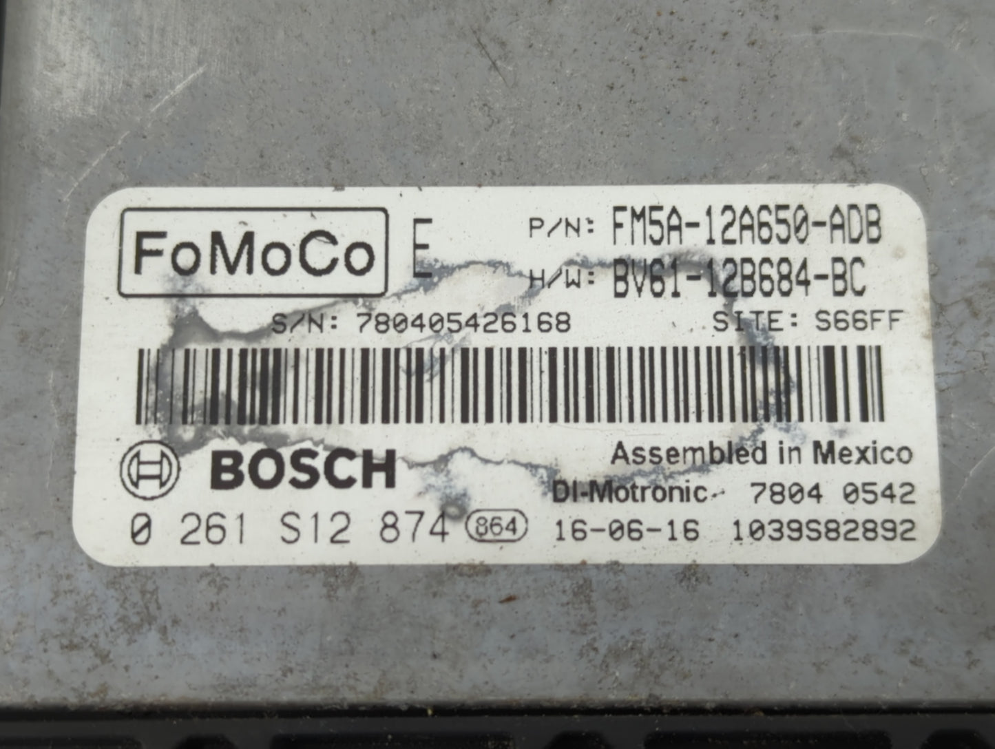 2013-2018 Ford Focus PCM Engine Control Computer ECU ECM PCU OEM P/N:FM5A-12A650-ADB 0 261 S12 874 Fits OEM Used Auto Parts