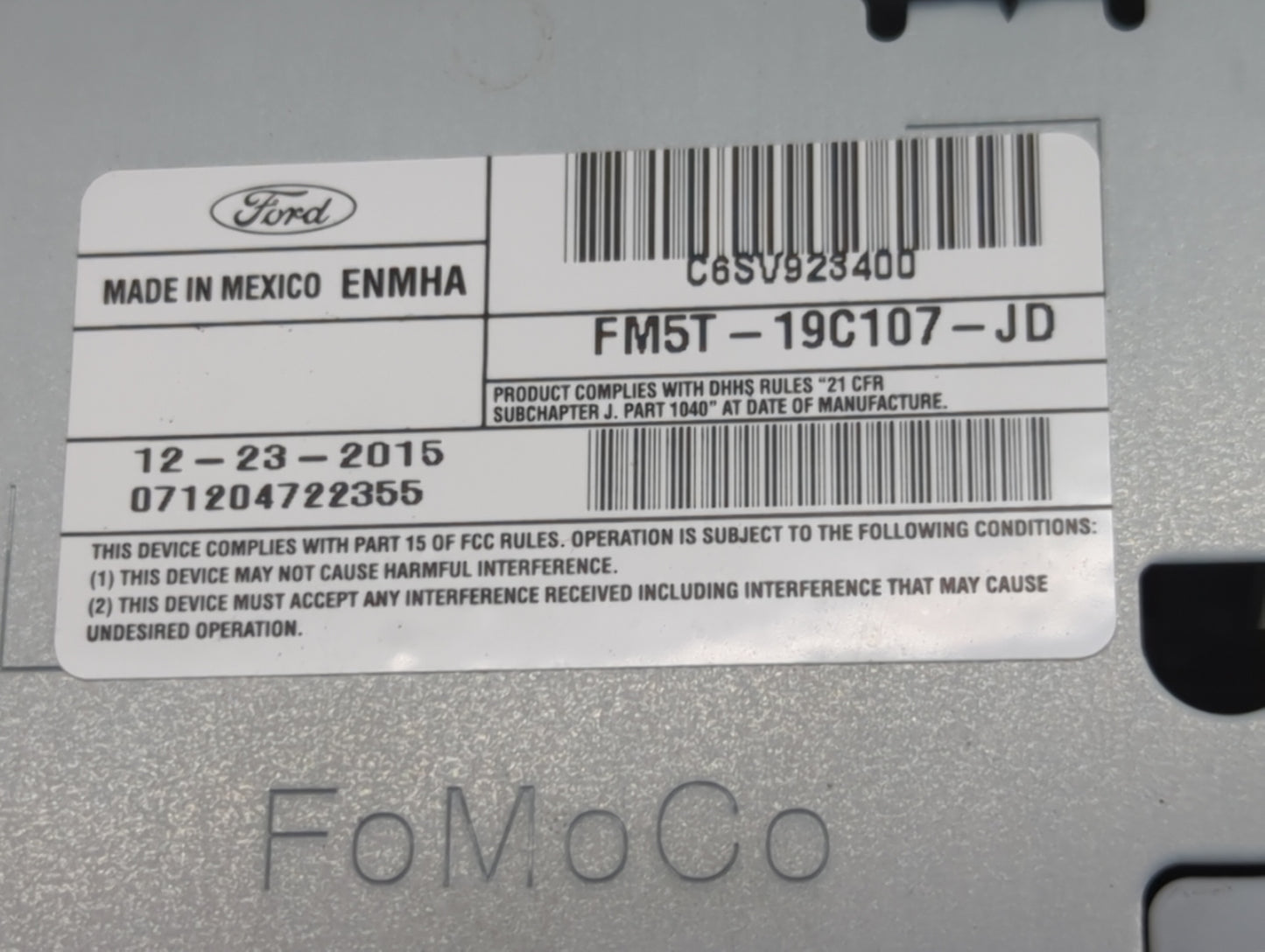 2017-2018 Ford Focus Radio AM FM Cd Player Receiver Replacement P/N:FM5T-19C107-JD Fits Fits 2017 2018 OEM Used Auto Parts -