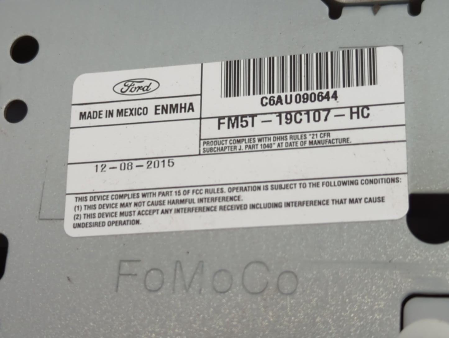 2015-2016 Ford Focus Radio AM FM Cd Player Receiver Replacement P/N:FM5T-19C107-HC Fits Fits 2015 2016 OEM Used Auto Parts -