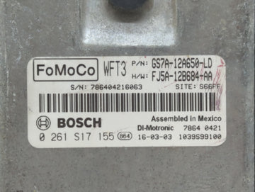 2016 Ford Fusion PCM Engine Control Computer ECU ECM PCU OEM P/N:GS7A-12A650-KC GS7A-12A650-KD, GS7A-12A560-HB Fits OEM Used Auto Parts
