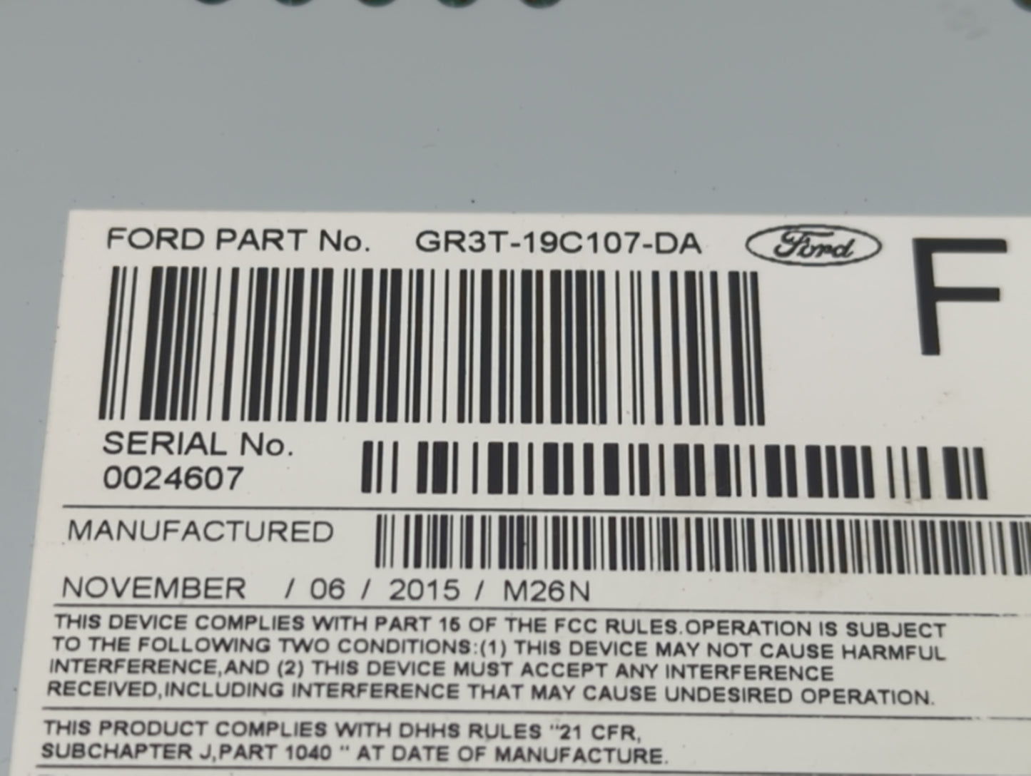 2016 Ford Mustang Radio AM FM Cd Player Receiver Replacement P/N:GR3T-19C107-DA Fits OEM Used Auto Parts - Oemusedautoparts1