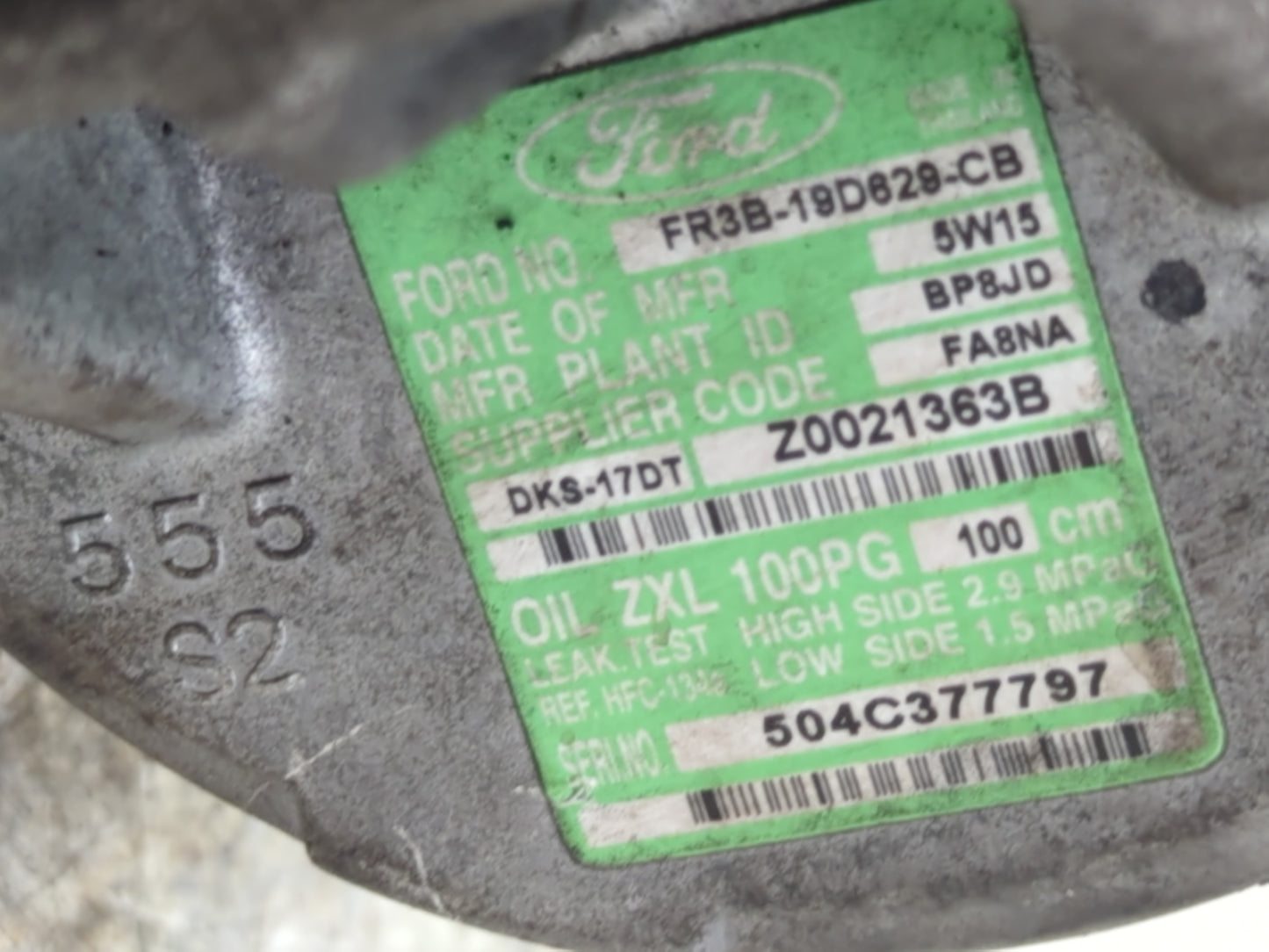 2015-2016 Ford Mustang Air Conditioning A/c Ac Compressor Oem - Oemusedautoparts1.com