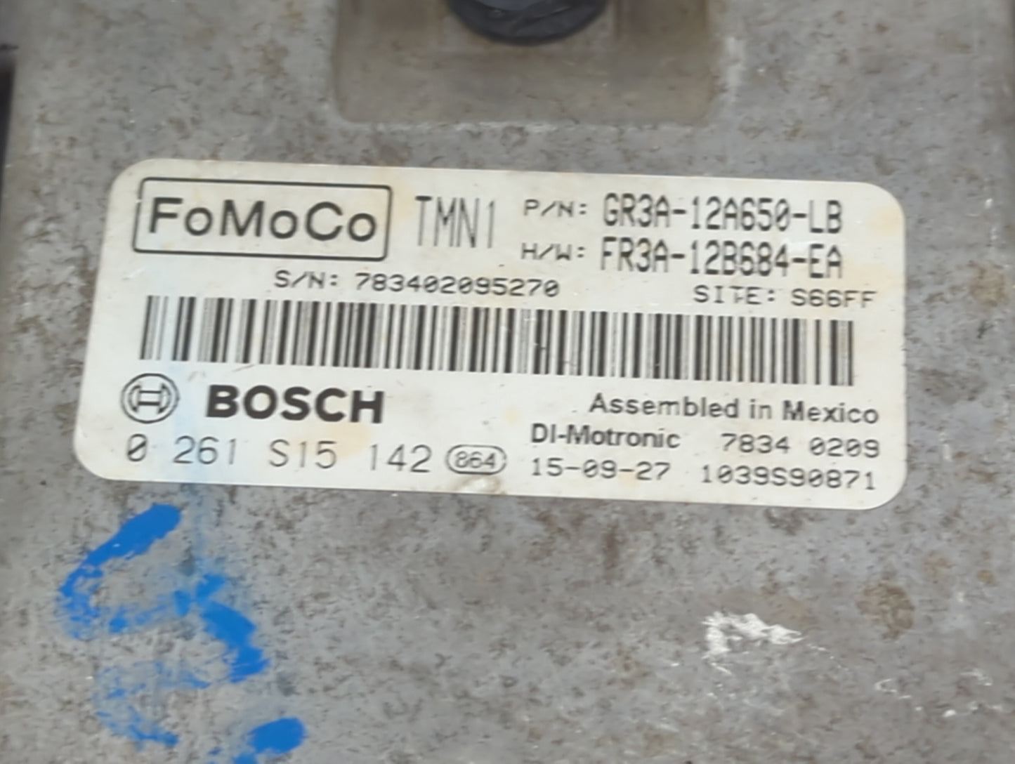 2015-2016 Ford Mustang PCM Engine Control Computer ECU ECM PCU OEM P/N:GR3A-12A650-LB, FR3A-12B684-EA, 0261S15142 Fits OEM U