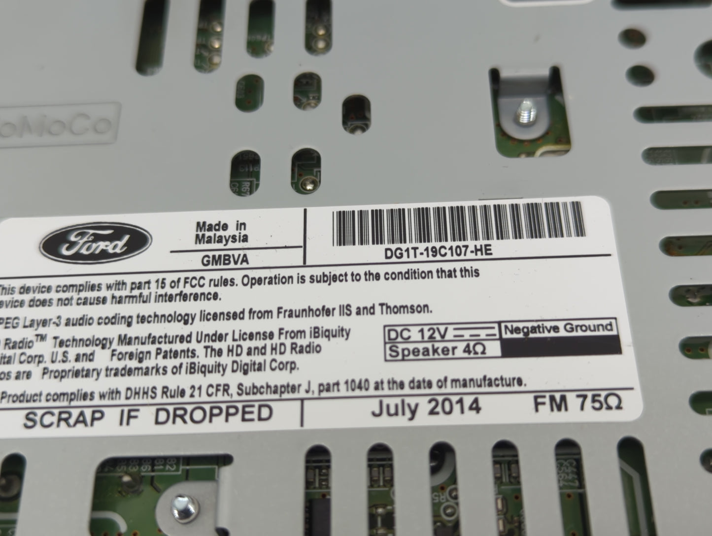 2013-2015 Ford Taurus Radio AM FM Cd Player Receiver Replacement P/N:DG1T-19C107-HE Fits Fits 2013 2014 2015 OEM Used Auto P