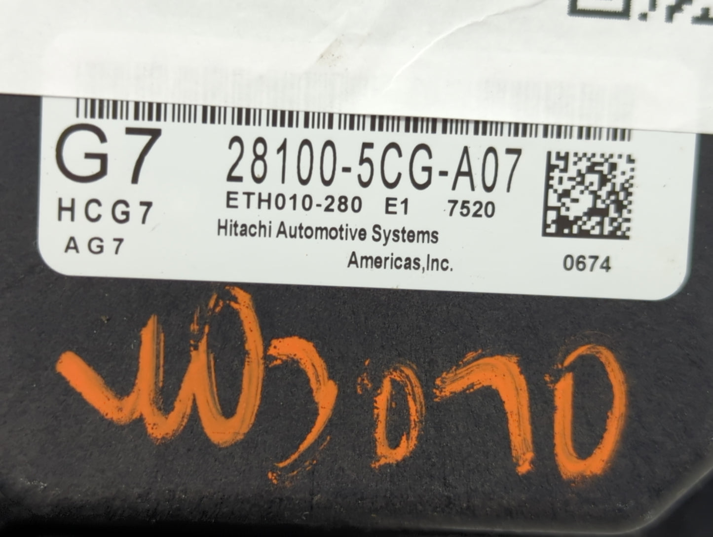 2016 Honda Civic PCM Engine Control Computer ECU ECM PCU OEM P/N:28100-5CG-A07 28100-5CG-A81 Fits OEM Used Auto Parts - Oemu