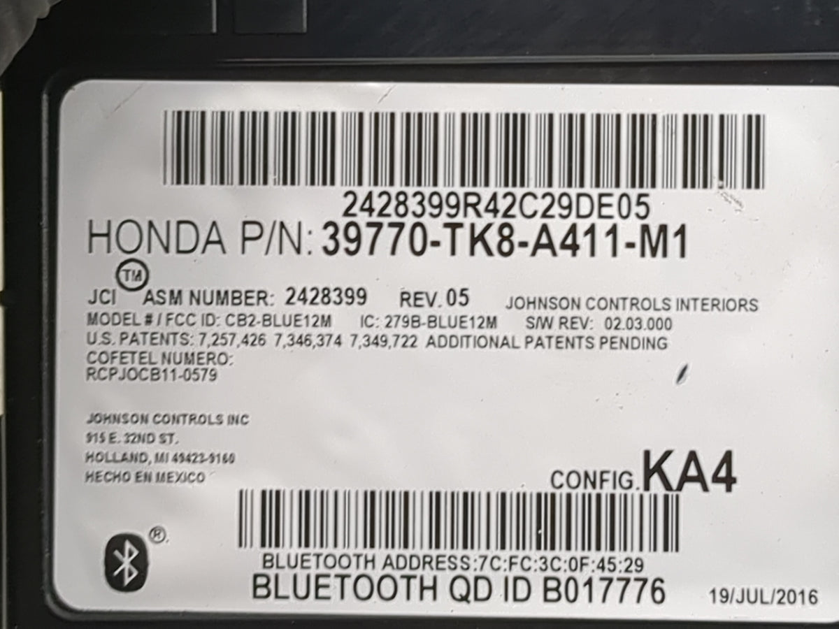 2014-2017 Honda Odyssey Communication Control Module 1503272 - Oemusedautoparts1.com