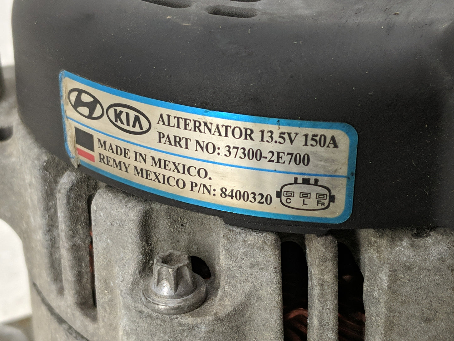 2016 Hyundai Elantra Alternator Replacement Generator Charging Assembly Engine OEM P/N:8400367 37300-2E720 Fits OEM Used Aut