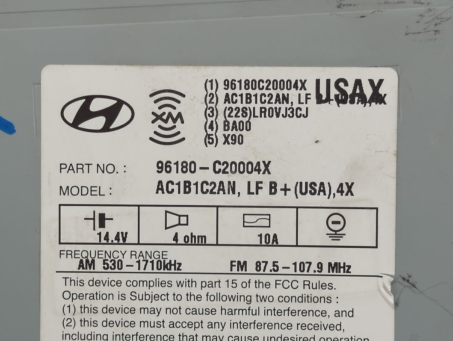 2015-2017 Hyundai Sonata Radio AM FM Cd Player Receiver Replacement P/N:96180-C20004X Fits Fits 2015 2016 2017 OEM Used Auto