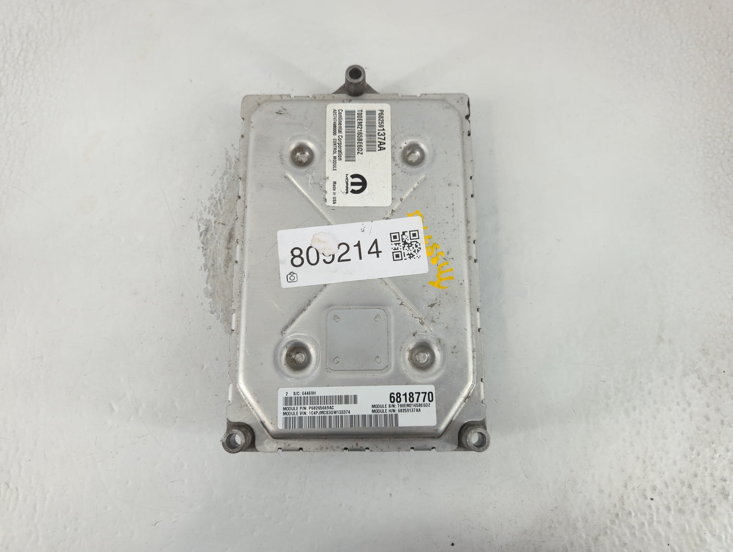 2016-2017 Jeep Cherokee PCM Engine Control Computer ECU ECM PCU OEM P/N:6818770 P68259137AA Fits Fits 2016 2017 OEM Used Aut