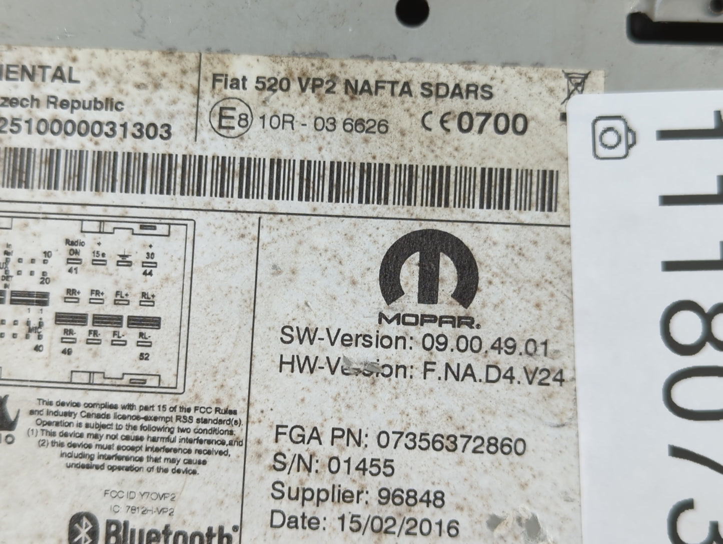 2015-2017 Jeep Renegade Radio AM FM Cd Player Receiver Replacement Fits Fits 2015 2016 2017 OEM Used Auto Parts - Oemusedaut