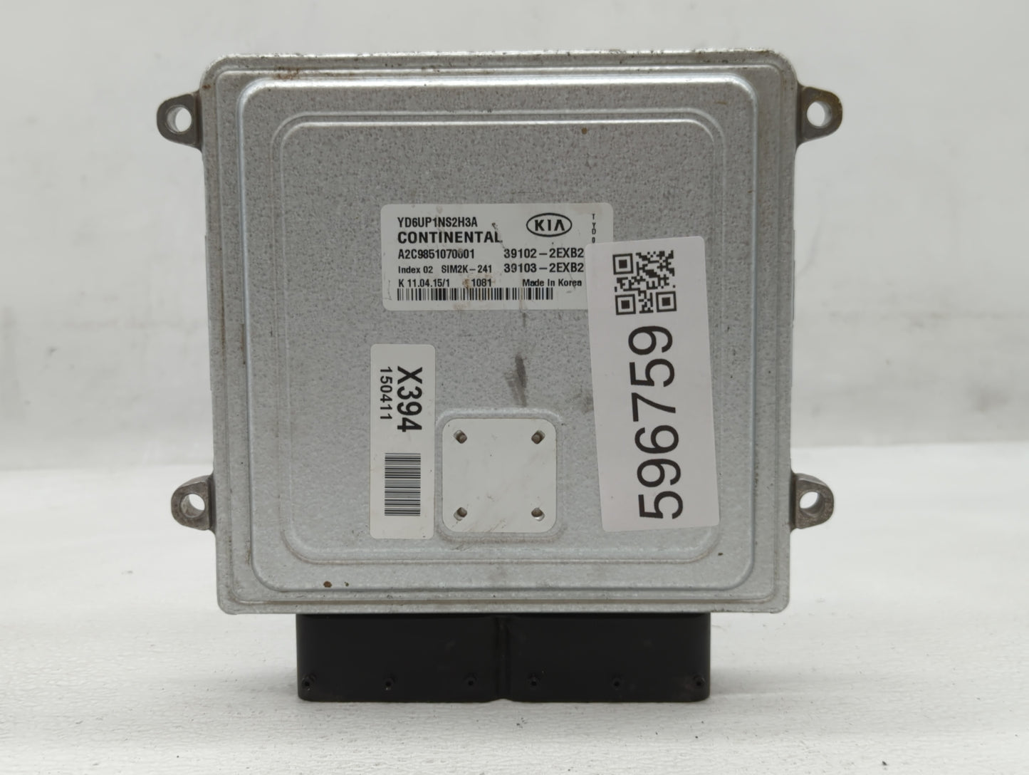2016 Kia Forte PCM Engine Control Computer ECU ECM PCU OEM P/N:39102-2EXB2 Fits OEM Used Auto Parts - Oemusedautoparts1.com