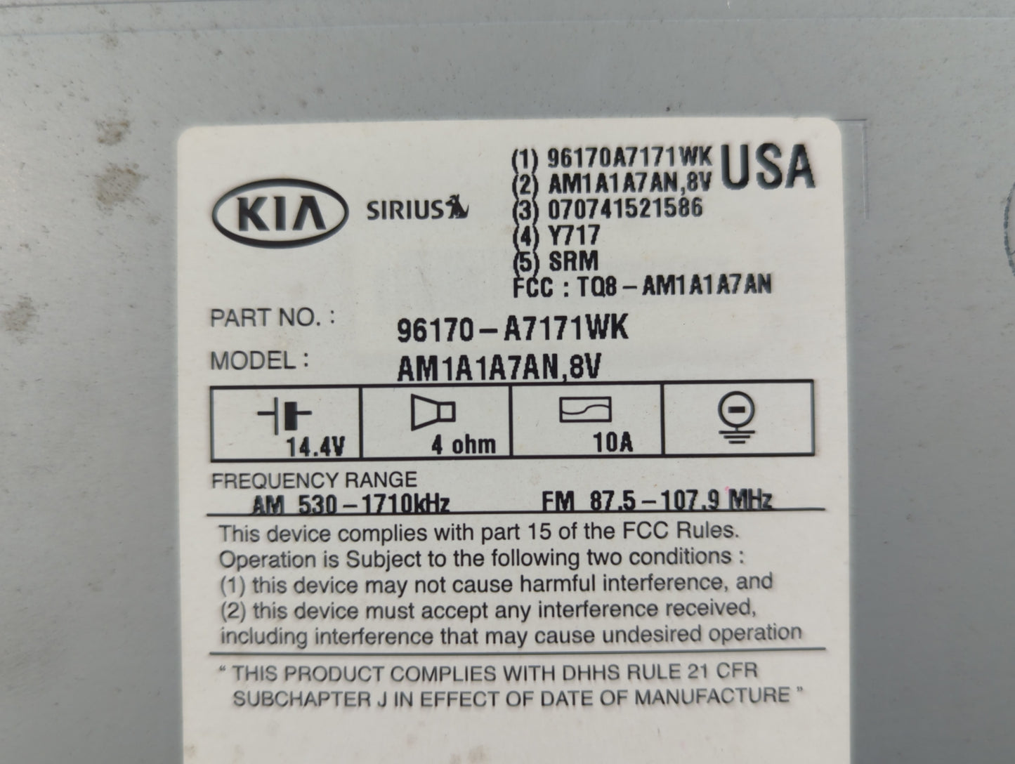 2015-2016 Kia Forte Am Fm Cd Player Radio Receiver - Oemusedautoparts1.com