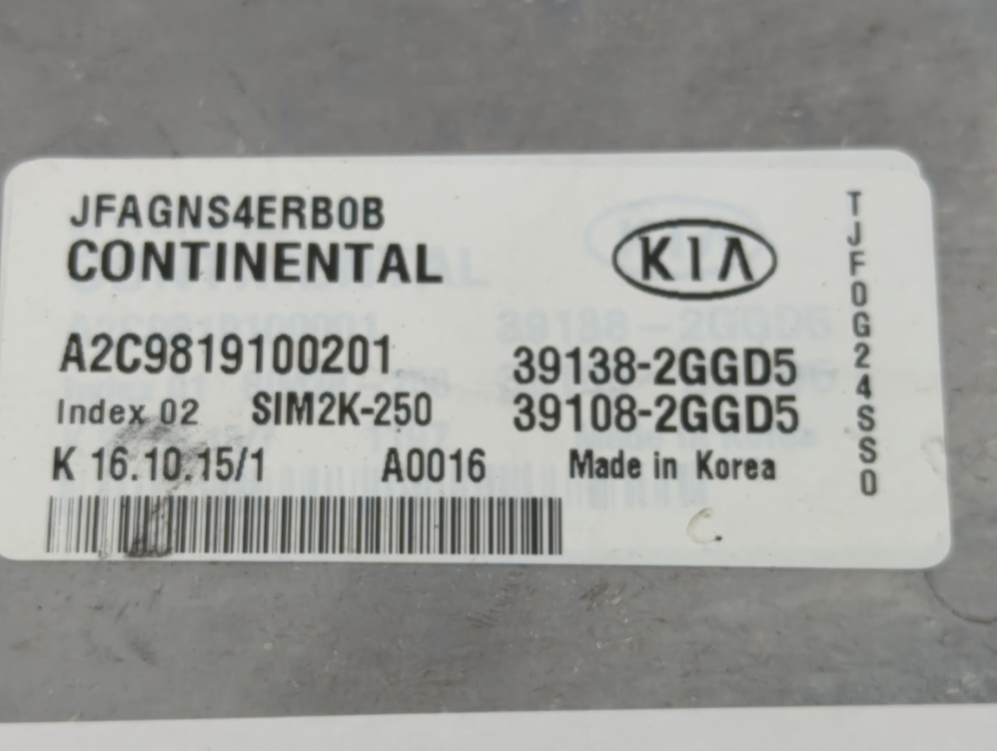 2016-2018 Kia Optima PCM Engine Control Computer ECU ECM PCU OEM P/N:39108-2GGD5 39138-2GGD5 Fits Fits 2016 2017 2018 OEM Us