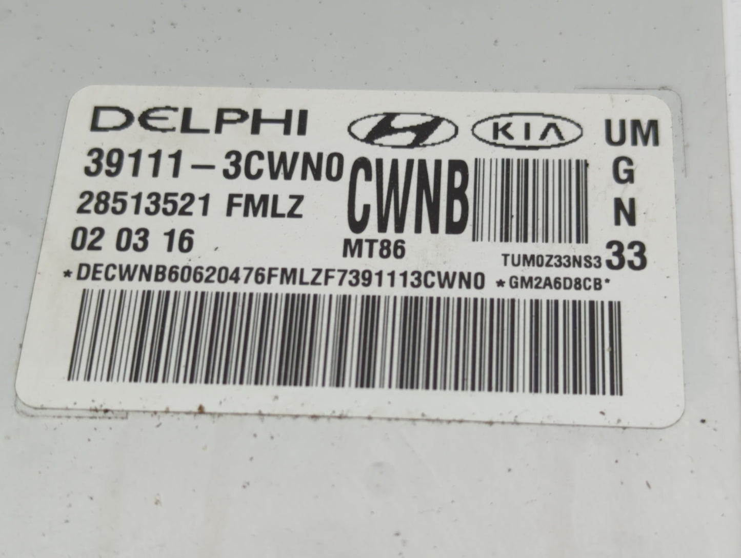 2016-2018 Kia Sorento PCM Engine Control Computer ECU ECM PCU OEM P/N:28513521 39111-3CWN0 Fits Fits 2016 2017 2018 OEM Used