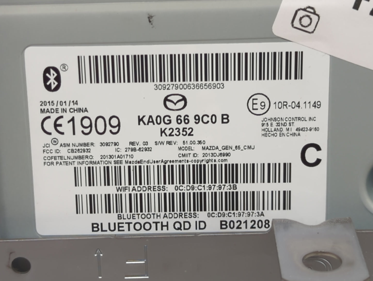 2016-2020 Mazda 6 Radio AM FM Cd Player Receiver Replacement P/N:KA0G 66 9C0 Fits Fits 2016 2017 2018 2019 2020 2021 OEM Use
