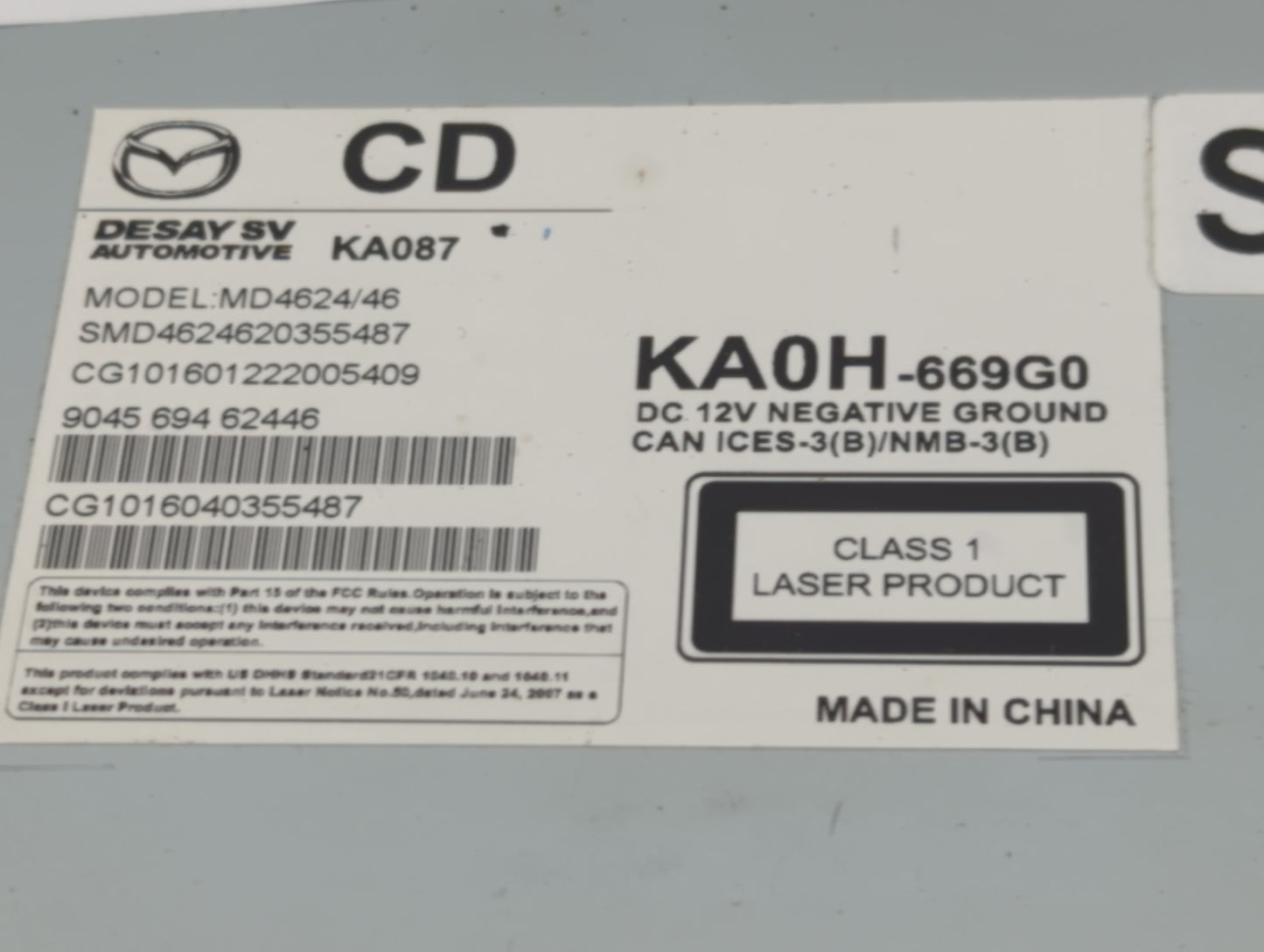 2013-2016 Mazda Cx-5 Radio AM FM Cd Player Receiver Replacement P/N:KA0H-669G0 Fits Fits 2013 2014 2015 2016 OEM Used Auto P