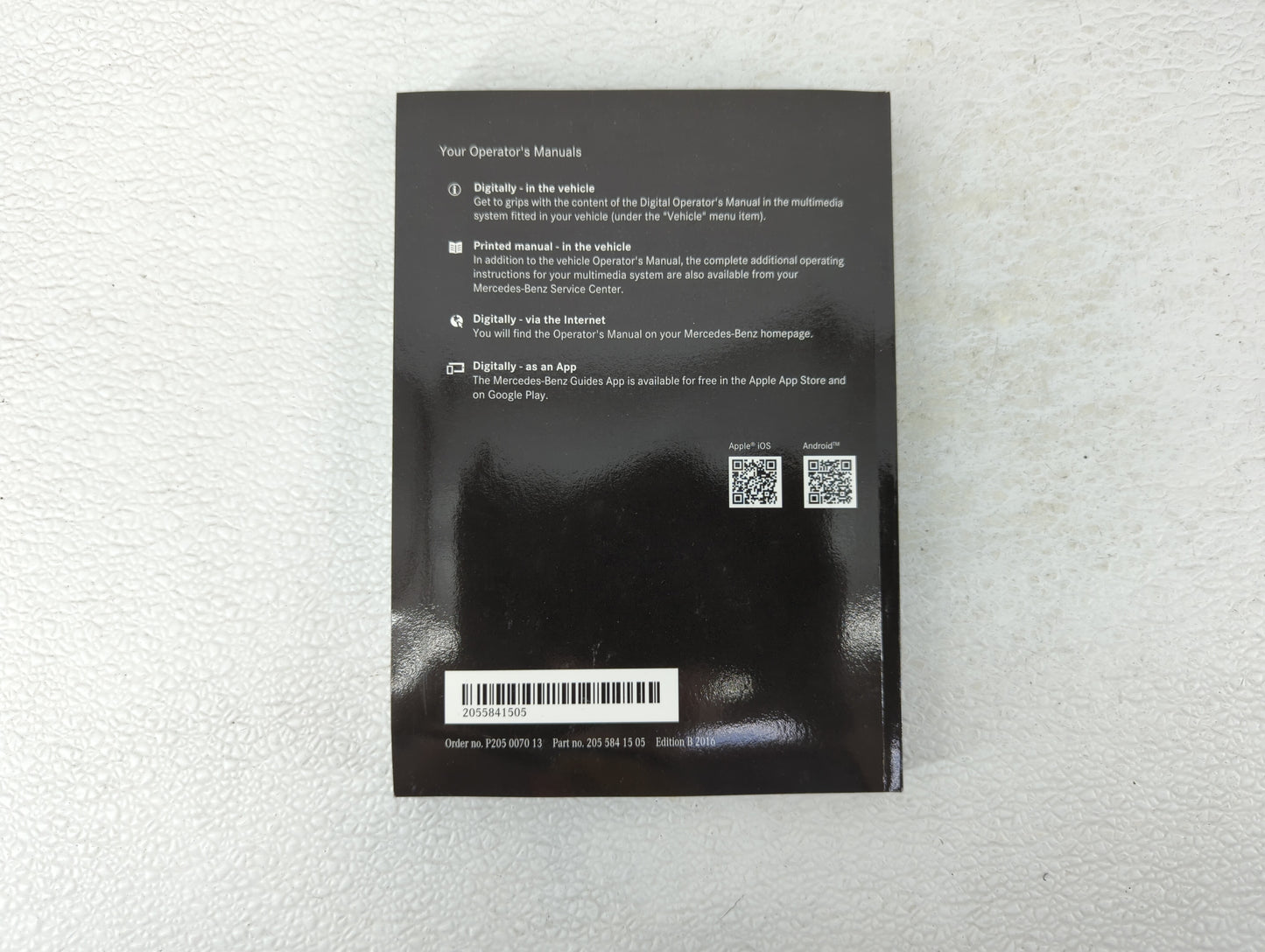 2016 Mercedes-Benz C250 Owners Manual Book Guide OEM Used Auto Parts - Oemusedautoparts1.com