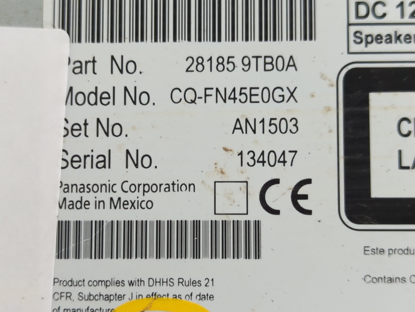 2015-2016 Nissan Rogue Radio AM FM Cd Player Receiver Replacement P/N:28185 9TB0A Fits Fits 2015 2016 OEM Used Auto Parts -