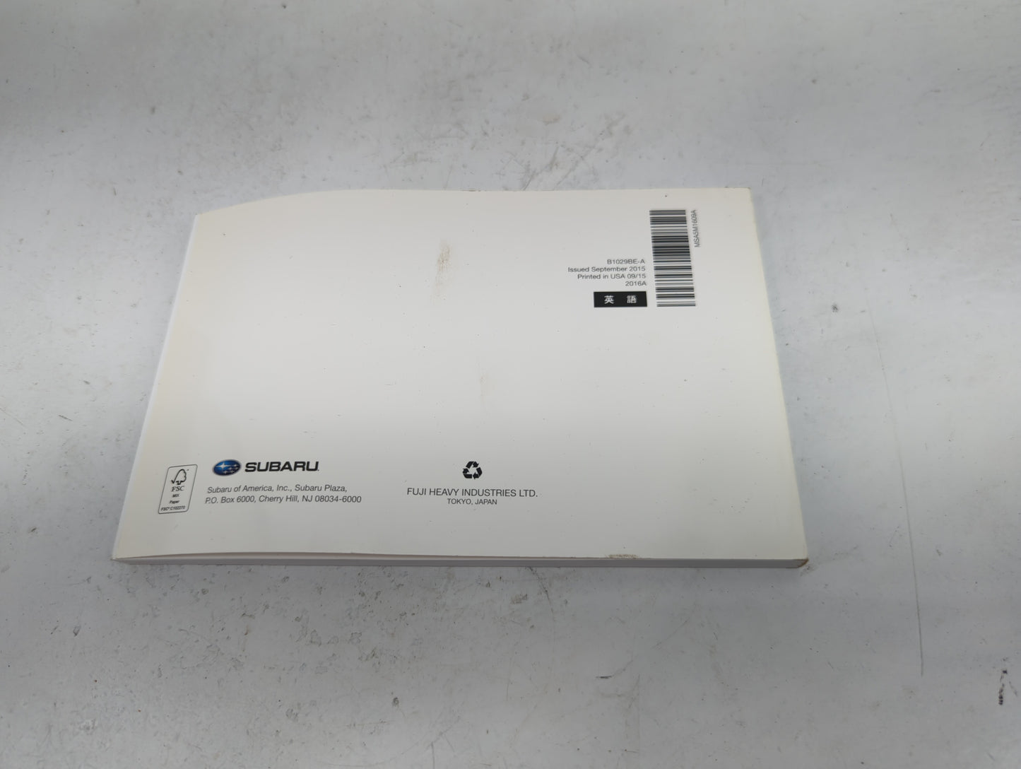 2016 Subaru Crosstrek Owners Manual Book Guide P/N:B1029BE-A MSA5M1609A OEM Used Auto Parts - Oemusedautoparts1.com