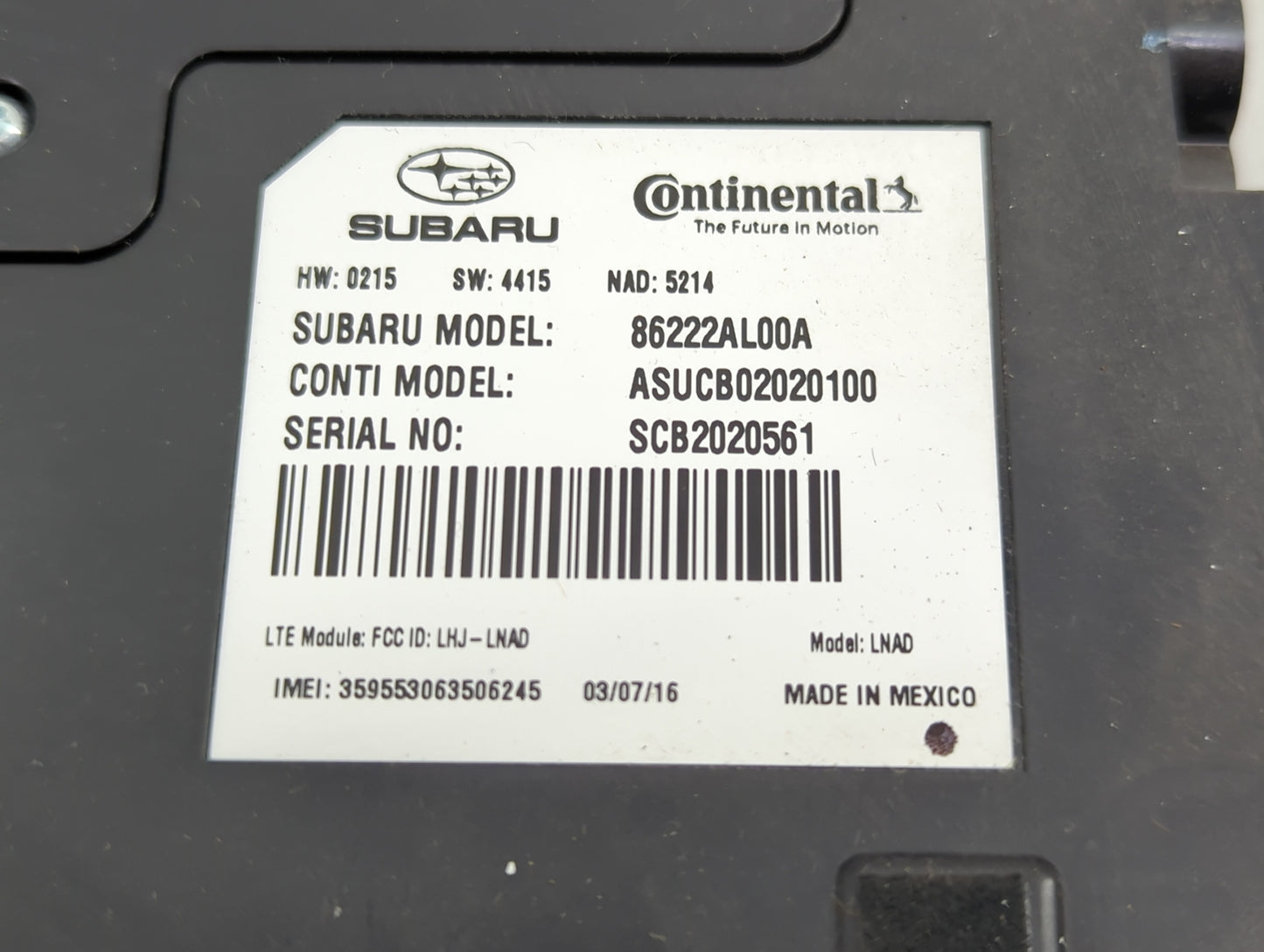 2016 Subaru Legacy Radio AM FM Cd Player Receiver Replacement P/N:86222AL00A ASUCB02020100, LHJ-LNAD Fits OEM Used Auto Part
