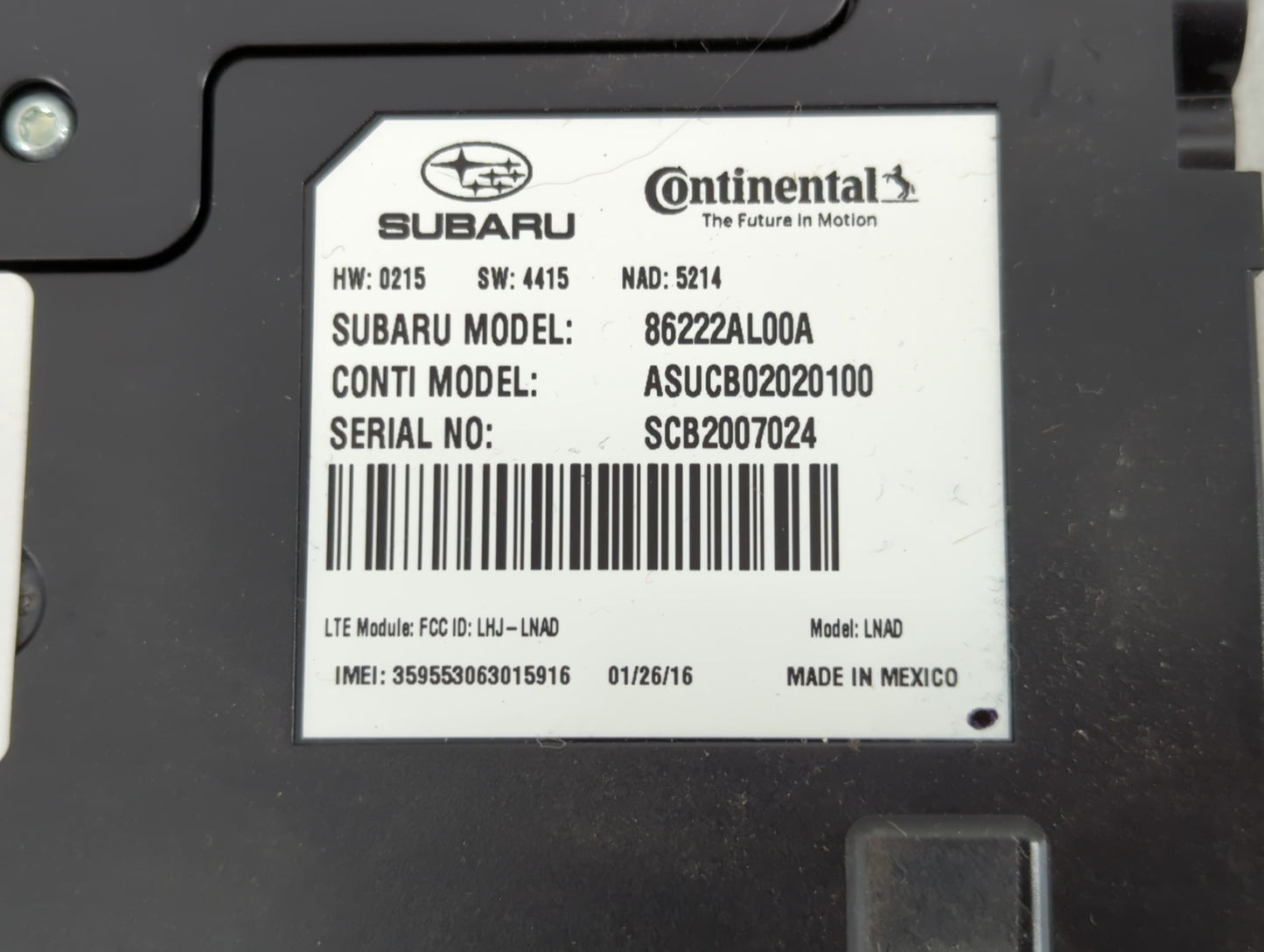 2016 Subaru Legacy Bluetooth Phone Communication Control Module Ccm Oem - Oemusedautoparts1.com