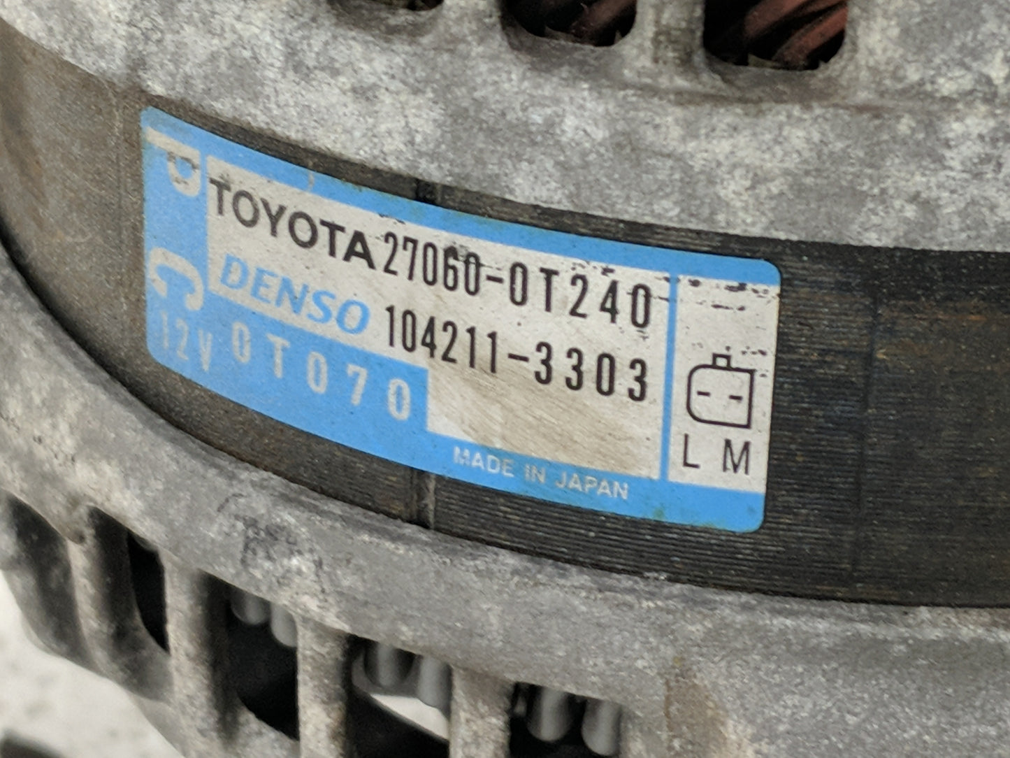 2014-2019 Toyota Corolla Alternator Replacement Generator Charging Assembly Engine OEM P/N:27060-0T240 Fits OEM Used Auto Pa