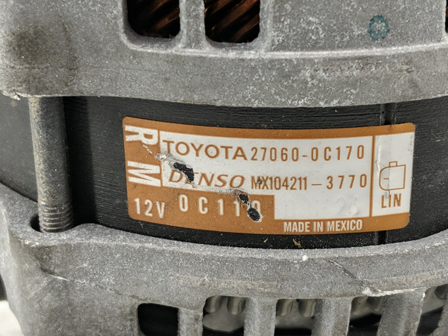 2016-2022 Toyota Tacoma Alternator Replacement Generator Charging Assembly Engine OEM P/N:27060-0C170 Fits OEM Used Auto Par