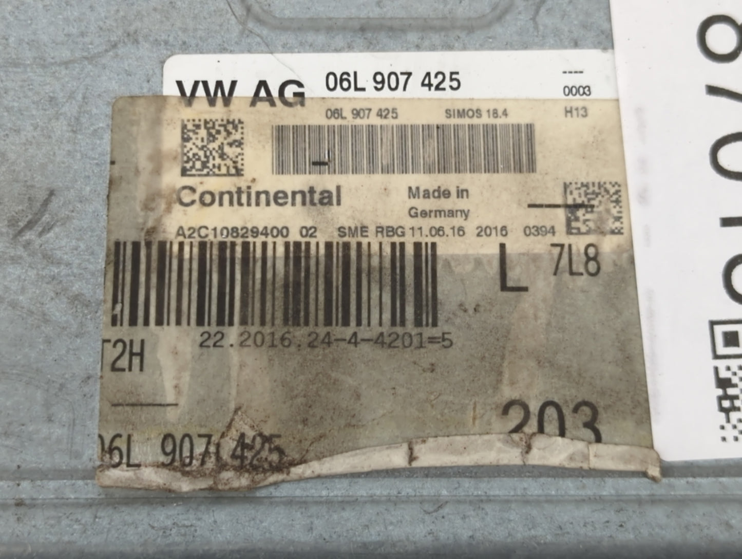 2017 Audi A4 PCM Engine Control Computer ECU ECM PCU OEM P/N:06L 907 425 Fits OEM Used Auto Parts - Oemusedautoparts1.com
