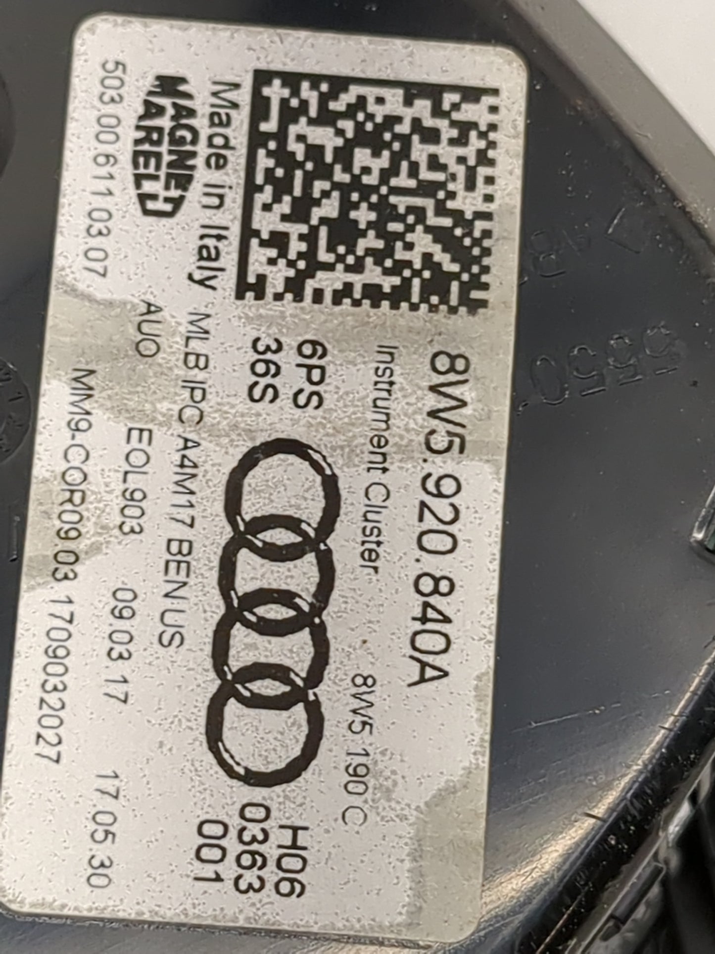 2017-2019 Audi A4 Instrument Cluster Speedometer Gauges P/N:8W5920840A 8W5190C Miles: Fits Fits 2017 2018 2019 OEM Used Auto