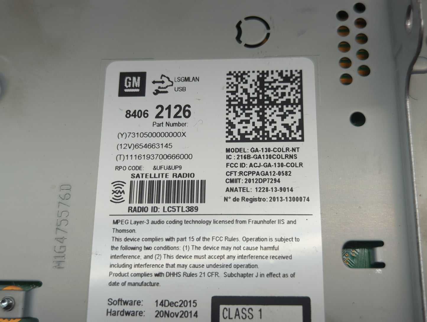 2017 Buick Verano Radio AM FM Cd Player Receiver Replacement P/N:84062126 GA-130-COLR-NT, 216B-GA130COLRNS Fits Fits 2016 OE