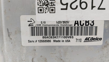 2017-2018 Chevrolet Sonic PCM Engine Control Computer ECU ECM PCU OEM P/N:12679097 12670309, 12695536 Fits Fits 2017 2018 2019 OEM Used Auto Parts