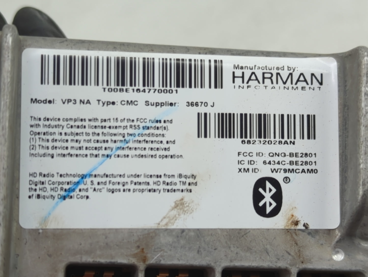 2017-2018 Chrysler Pacifica Radio AM FM Cd Player Receiver Replacement P/N:T00BE164770001 68232028AN Fits Fits 2017 2018 OEM