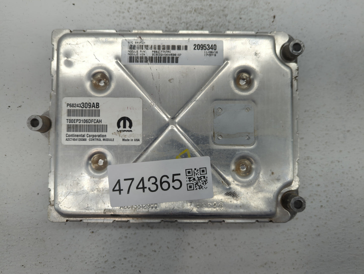 2016-2017 Dodge Challenger PCM Engine Control Computer ECU ECM PCU OEM P/N:P68243309AA P68243309AB Fits Fits 2016 2017 OEM U