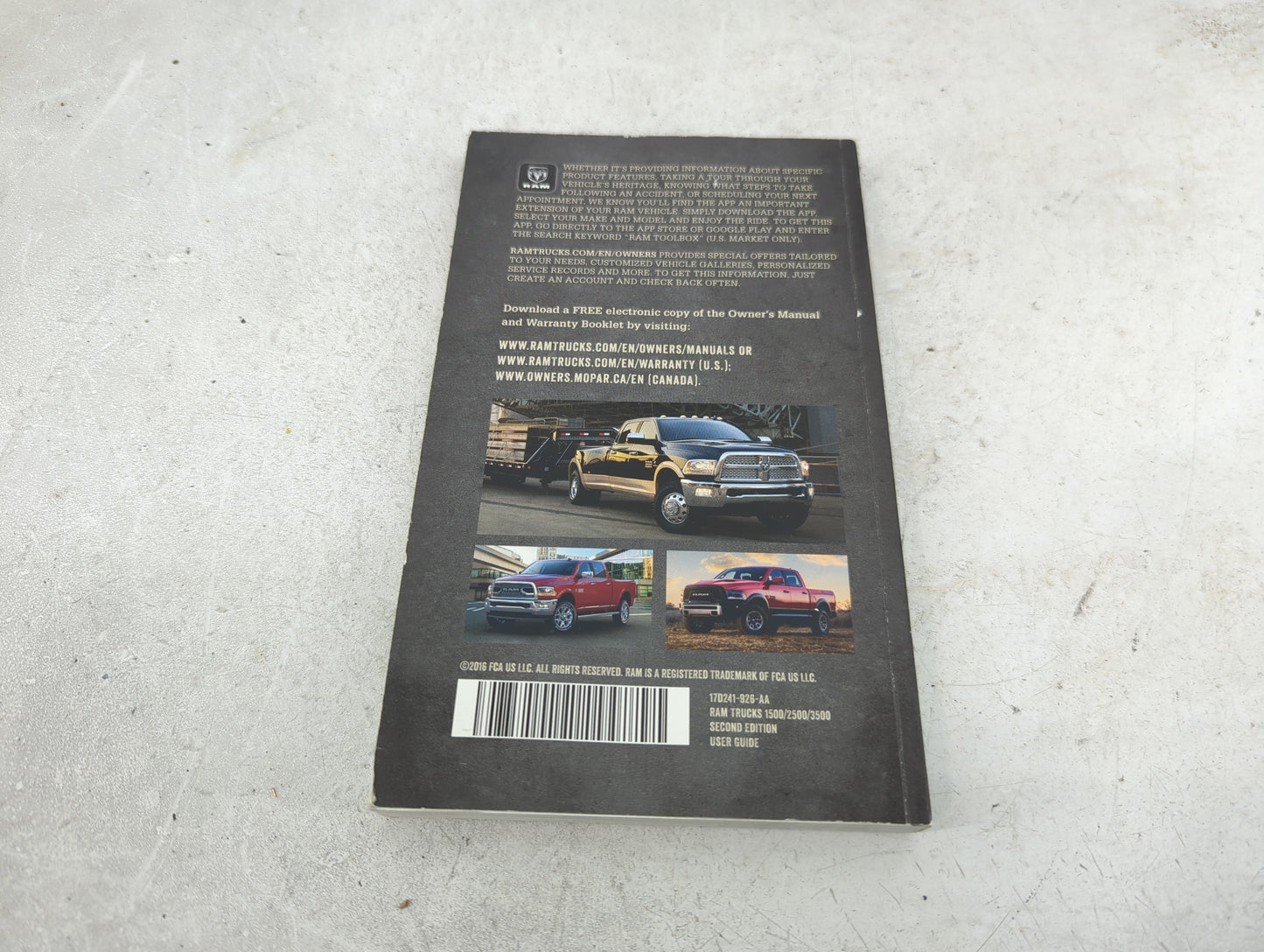 2017 Dodge Ram 1500 Owners Manual Book Guide P/N:17D241-926-AA OEM Used Auto Parts - Oemusedautoparts1.com