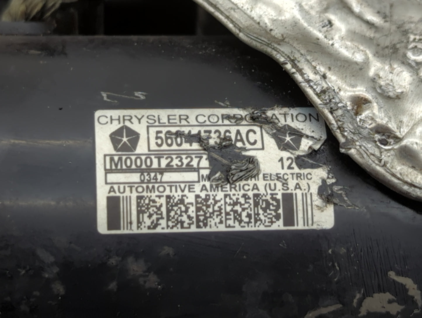 2017 Dodge Ram 1500 Car Starter Motor Solenoid OEM P/N:56644736AC Fits OEM Used Auto Parts - Oemusedautoparts1.com