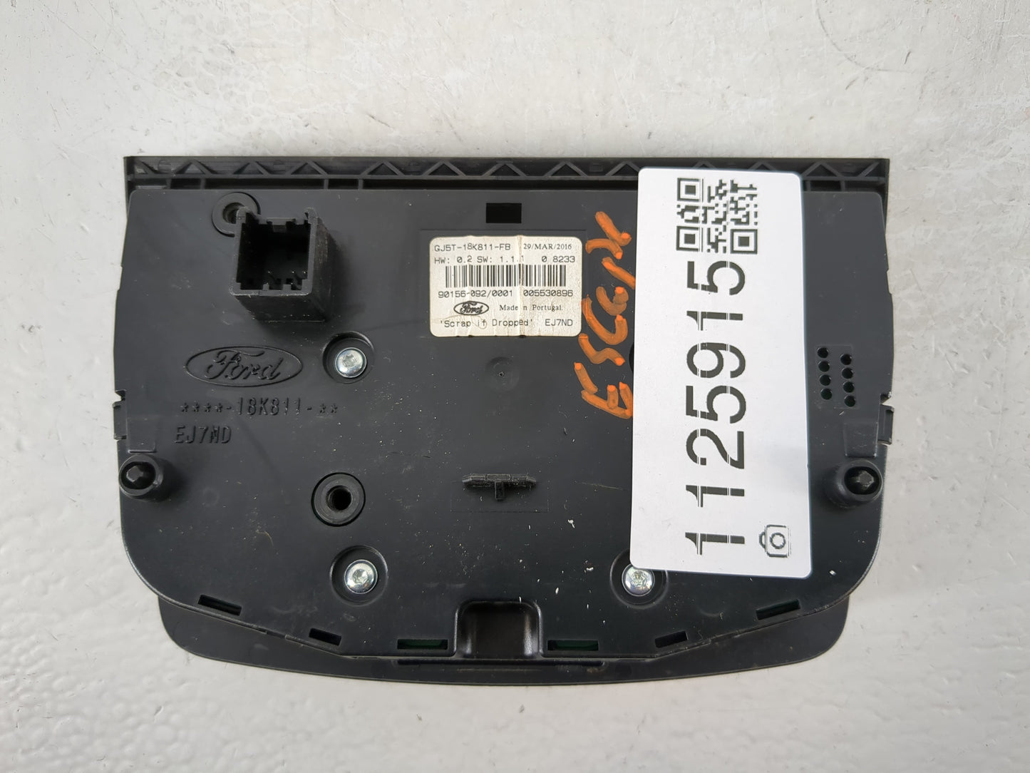 2017-2019 Ford Escape Radio AM FM Cd Player Receiver Replacement P/N:GJ5T-18K811-FB Fits Fits 2017 2018 2019 OEM Used Auto P