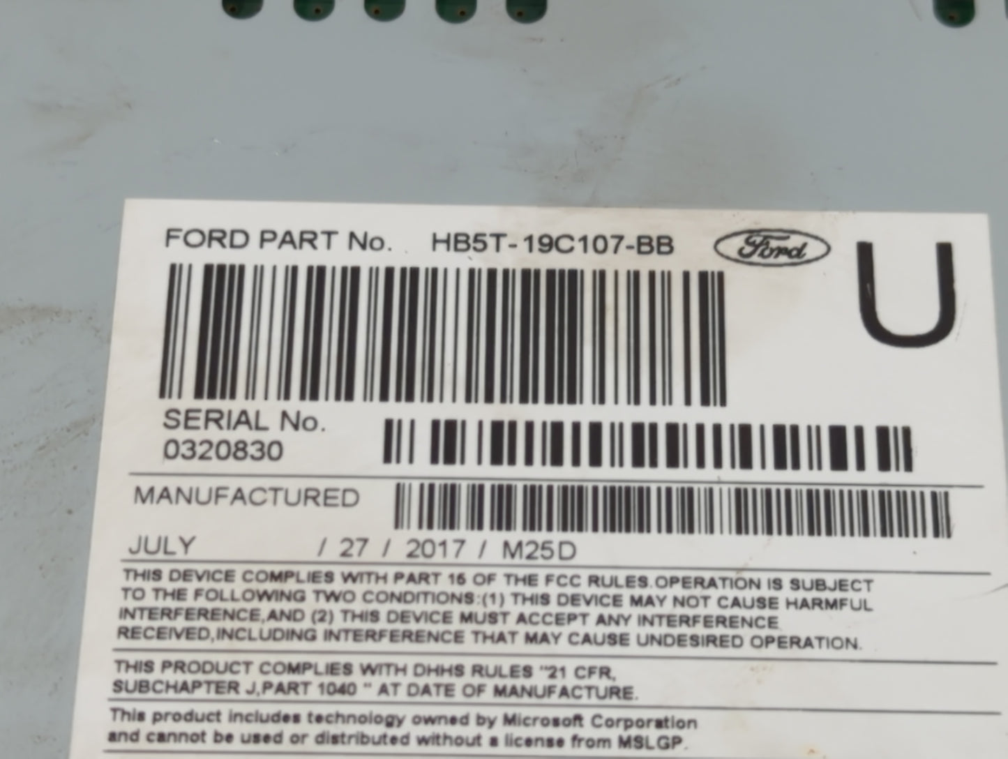 2017 Ford Explorer Radio AM FM Cd Player Receiver Replacement P/N:HB5T-19C107-BB Fits OEM Used Auto Parts - Oemusedautoparts