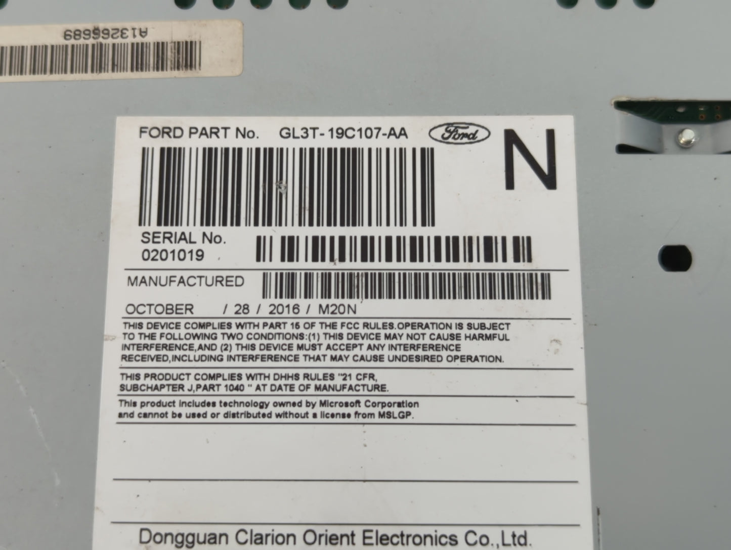 2016-2017 Ford F-150 Radio AM FM Cd Player Receiver Replacement P/N:GL3T-19C107-AA Fits Fits 2016 2017 OEM Used Auto Parts -