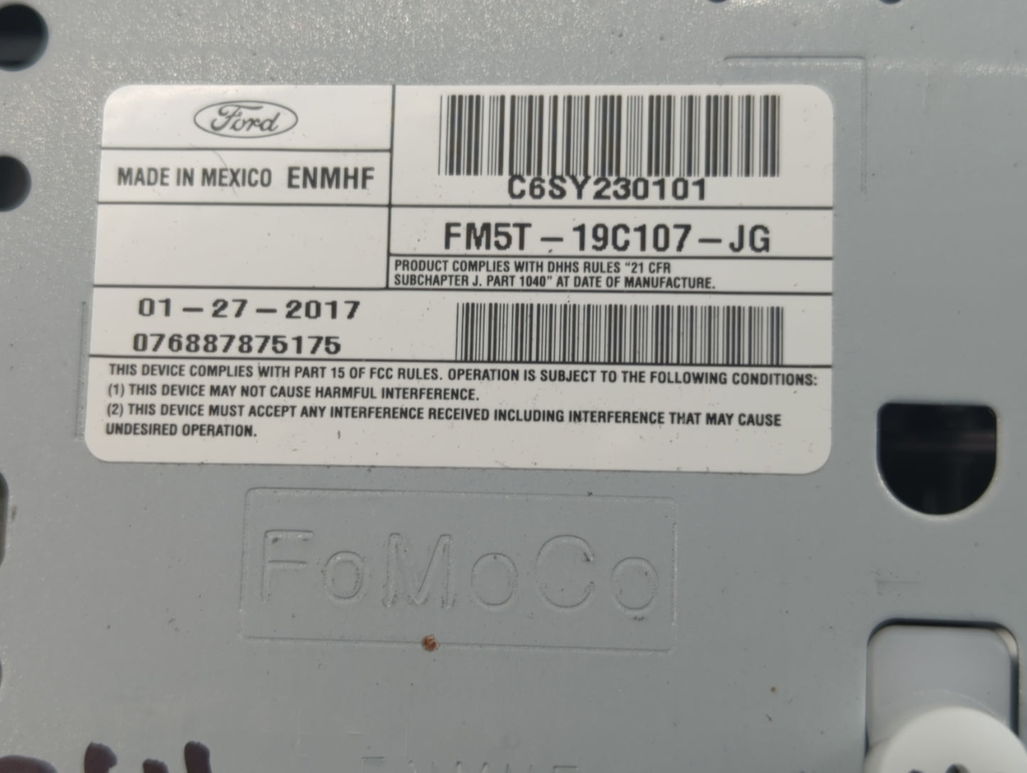 2017-2018 Ford Focus Radio AM FM Cd Player Receiver Replacement P/N:FM5T-19C107-JG Fits Fits 2017 2018 OEM Used Auto Parts -