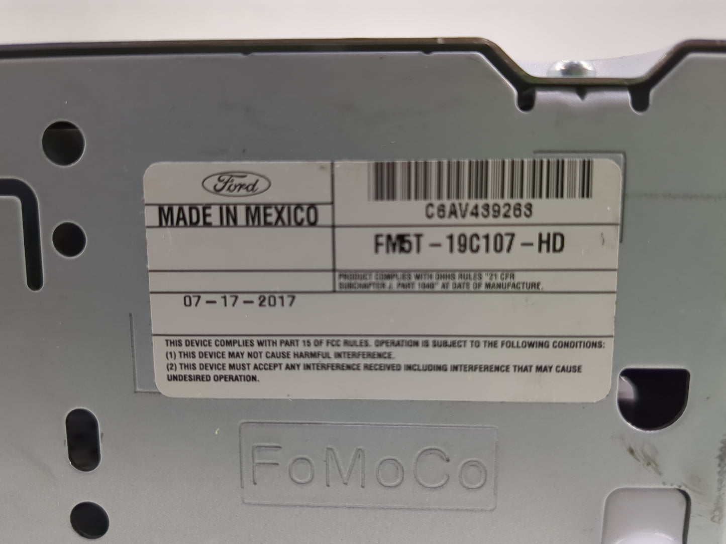 2016-2018 Ford Focus Radio AM FM Cd Player Receiver Replacement P/N:FM5T-19C107-HD Fits Fits 2016 2017 2018 OEM Used Auto Pa
