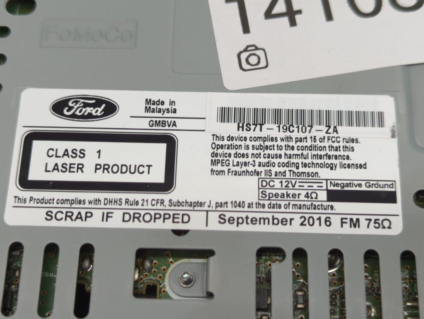 2016-2020 Ford Fusion Radio AM FM Cd Player Receiver Replacement P/N:HS7T-19C107-ZA Fits Fits 2016 2017 2018 2019 2020 OEM U