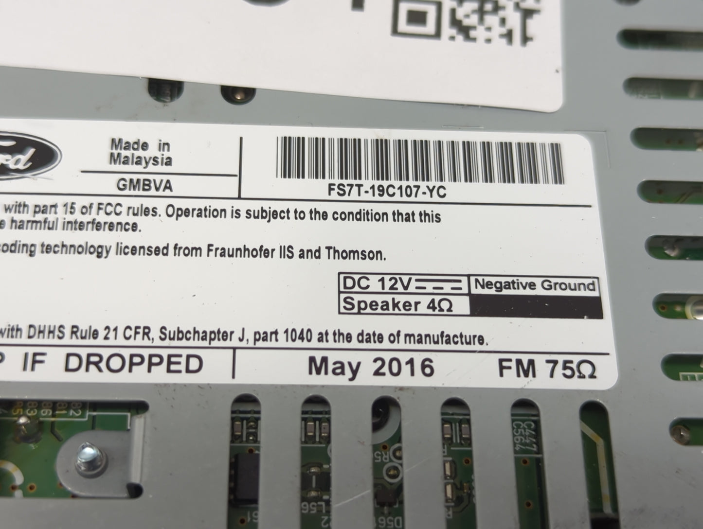2017-2020 Ford Fusion Radio AM FM Cd Player Receiver Replacement P/N:FS7T-19C107-YC Fits Fits 2017 2018 2019 2020 OEM Used A