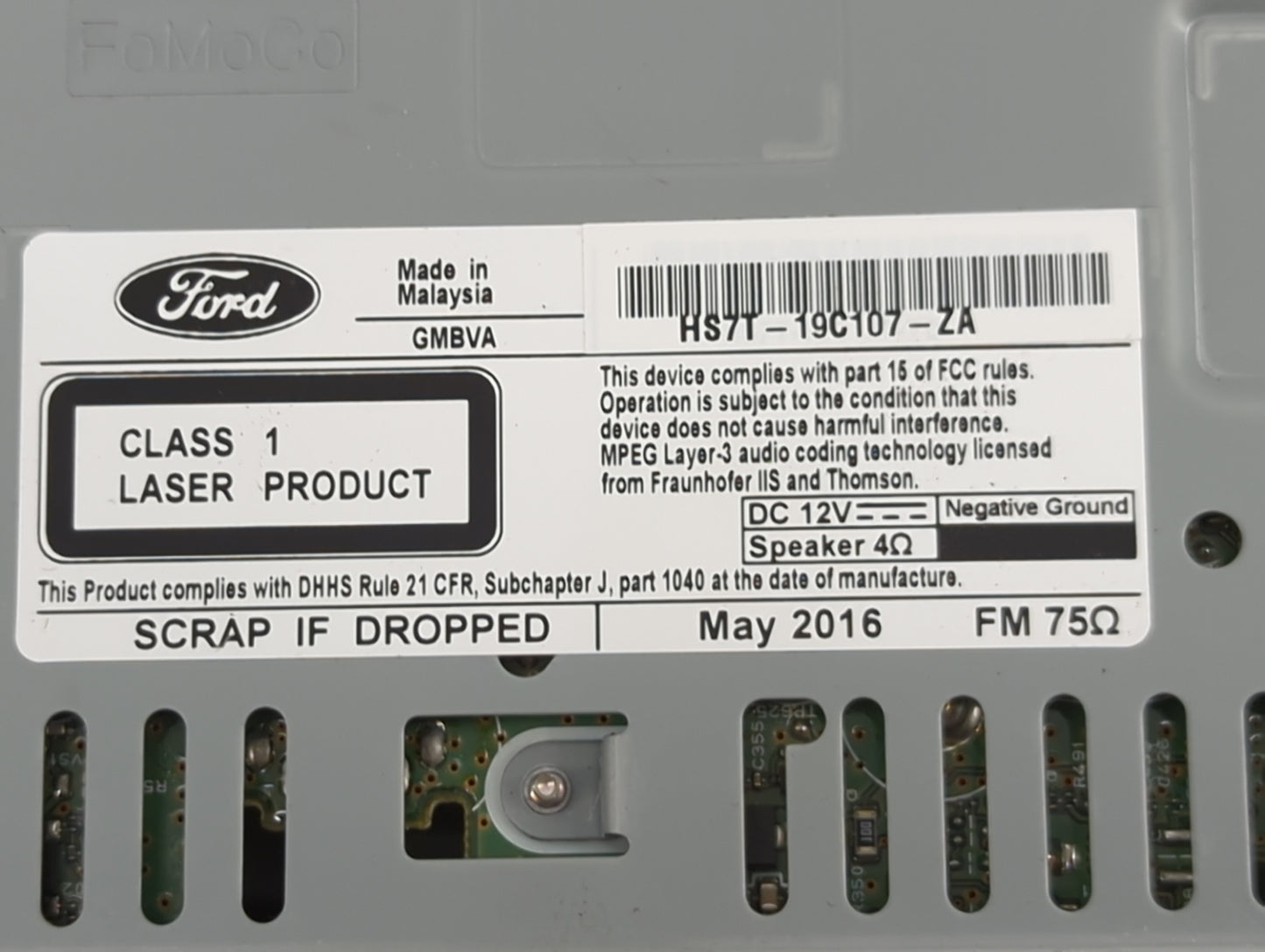 2017 Ford Fusion Radio AM FM Cd Player Receiver Replacement P/N:HS7T-19C107-ZA Fits OEM Used Auto Parts - Oemusedautoparts1.