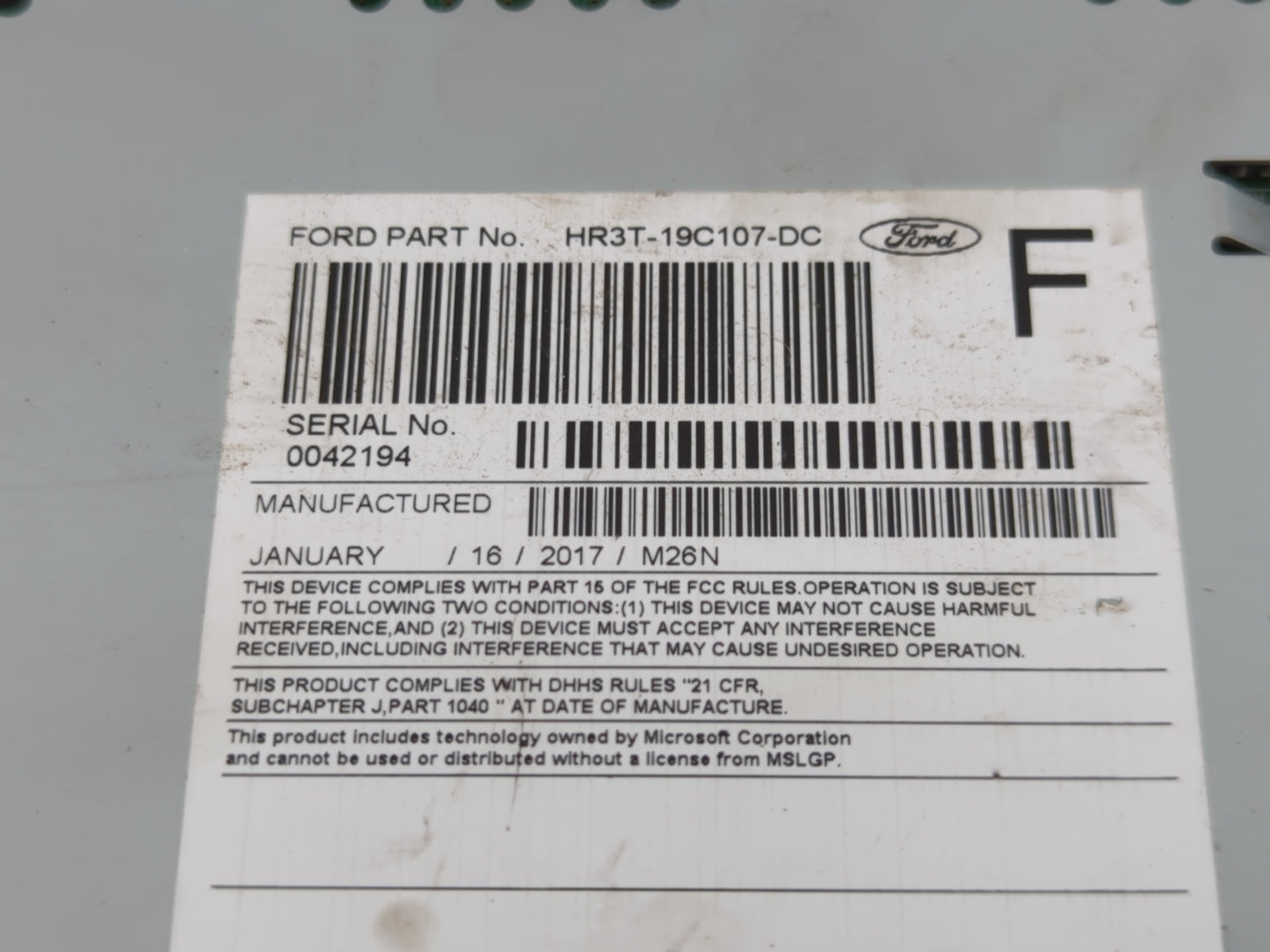 2017-2018 Ford Mustang Radio AM FM Cd Player Receiver Replacement P/N:HR3T-19C107-DC HR3T-19C107-EB Fits Fits 2017 2018 OEM